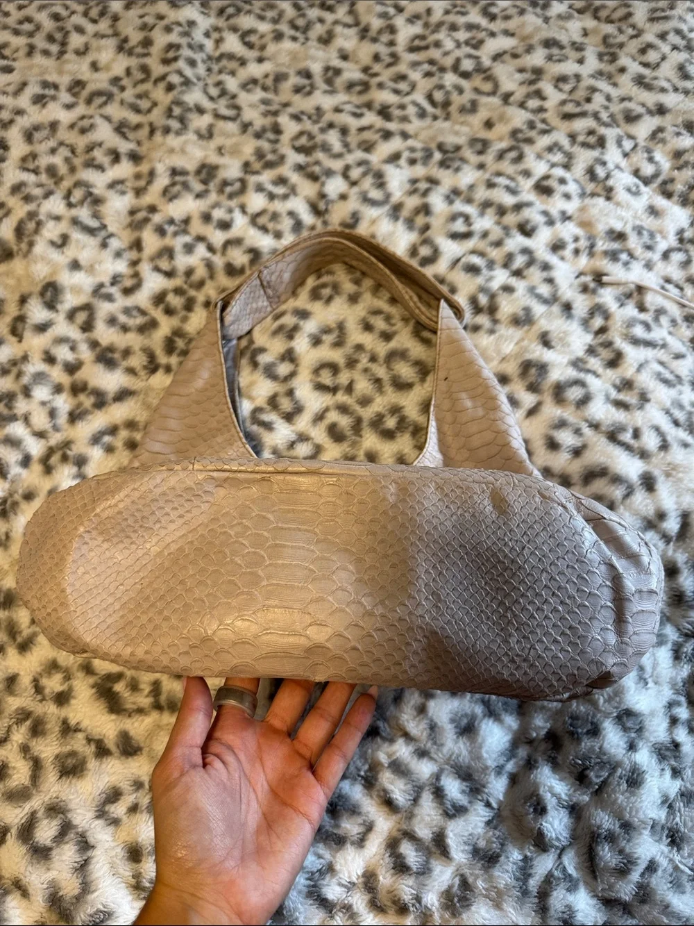 Large Vintage Furla Croc Embossed Leather Bag